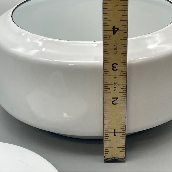 Dansk Enamelware Fondue Pot Saucepan White Teak Handle - Picture 10 of 12